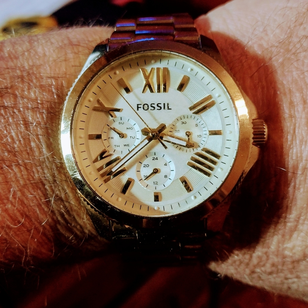 Fossil AM4510 Cecile Gold Watch Chronograph 3 Subdials